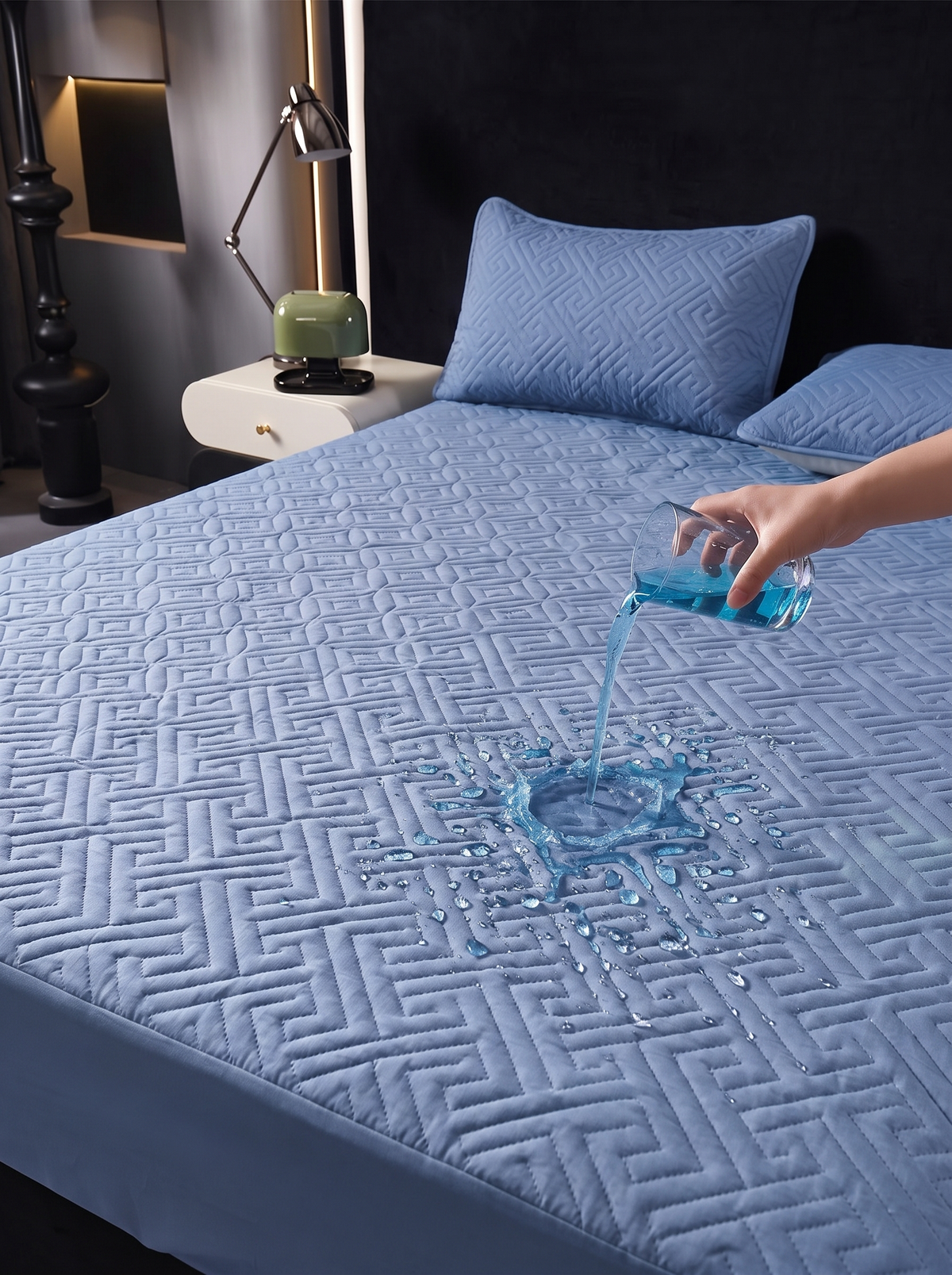Perlehaus Waterproof Mattress Protector - Blue - primary