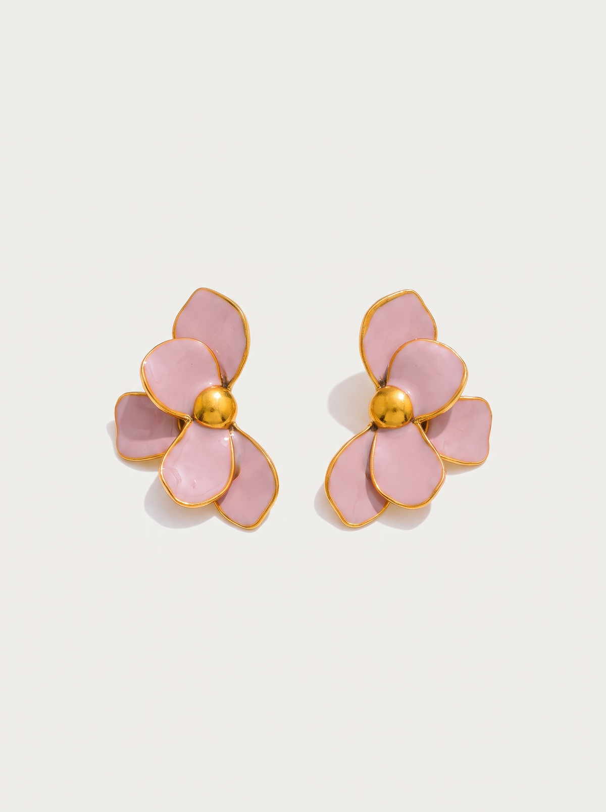 Enamel Petal Flower Stud Earrings