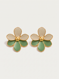 Enamel Petal Flower Stud Earrings