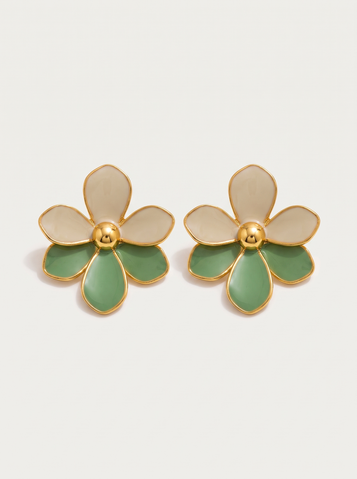 Enamel Petal Flower Stud Earrings