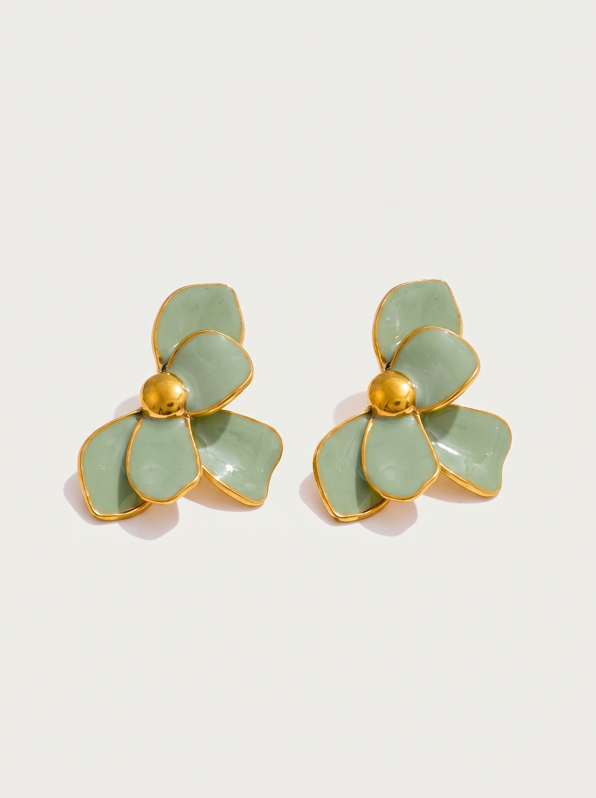 Enamel Petal Flower Stud Earrings