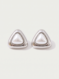 Imitation Pearl Triangle Stud Earrings