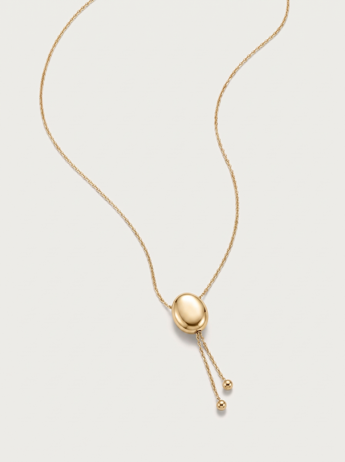Sweater Chain Oval Pebble Necklace