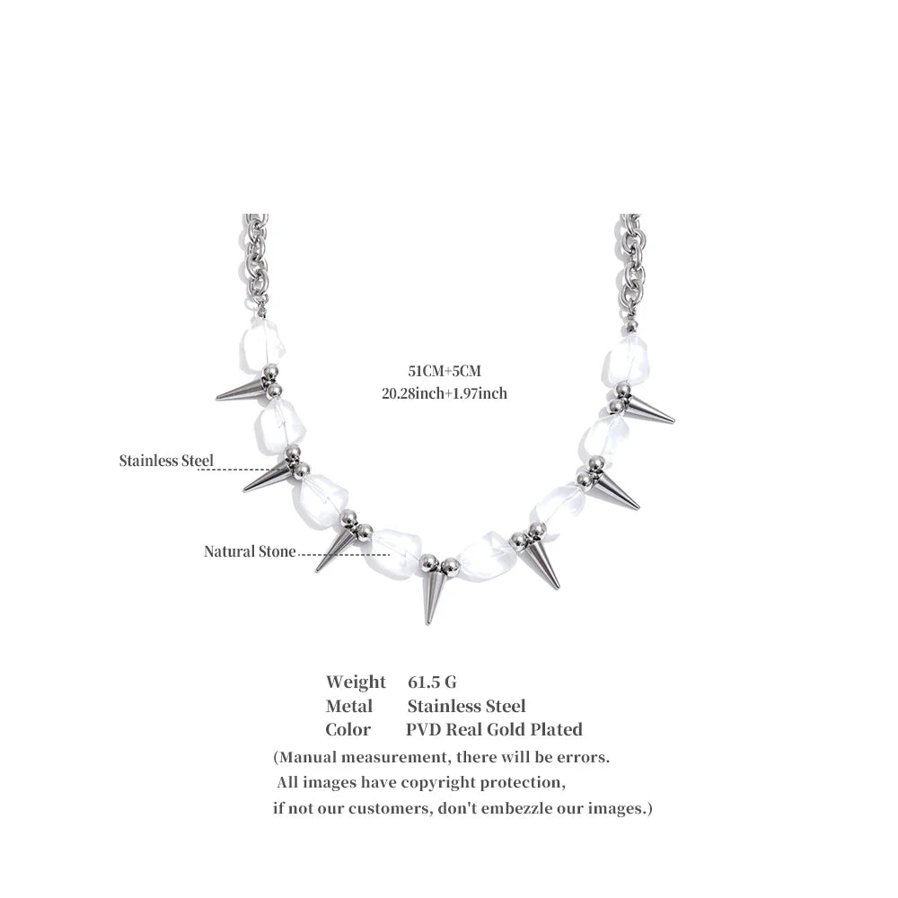 2026 Arrivals Stainless Steel Colorful Acrylic Rivet Drop Necklace Hip-Hop Nightclub Party Wear Unisex Jewelry