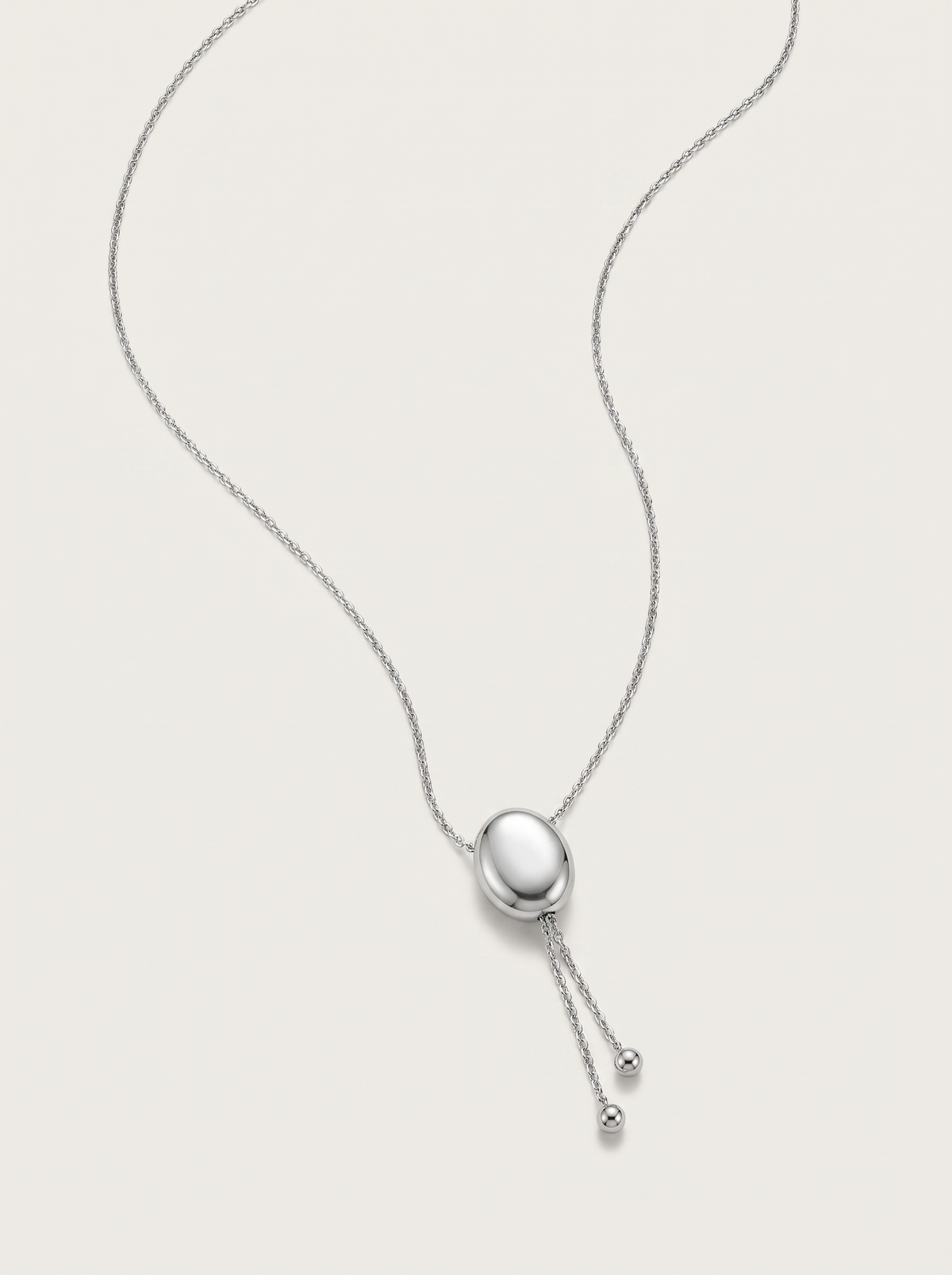 Sweater Chain Oval Pebble Necklace