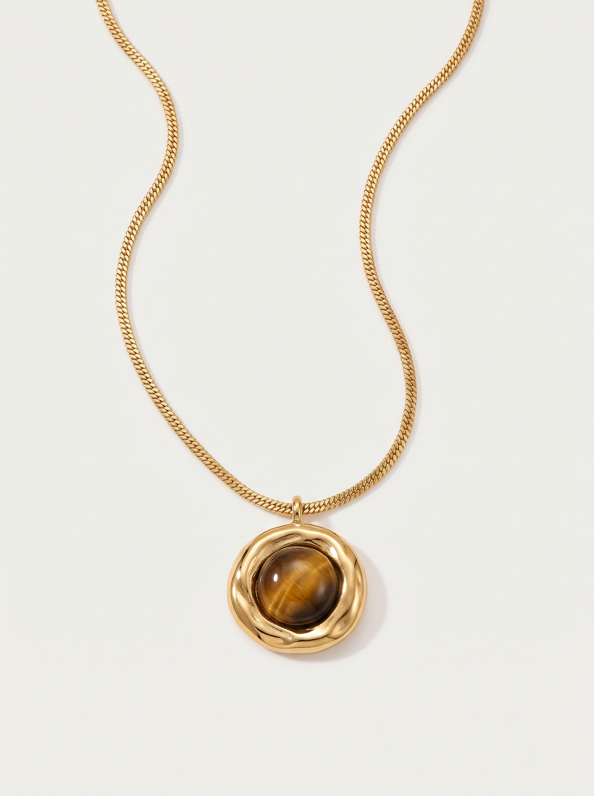 Tiger's Eye Stone Pendant Necklace