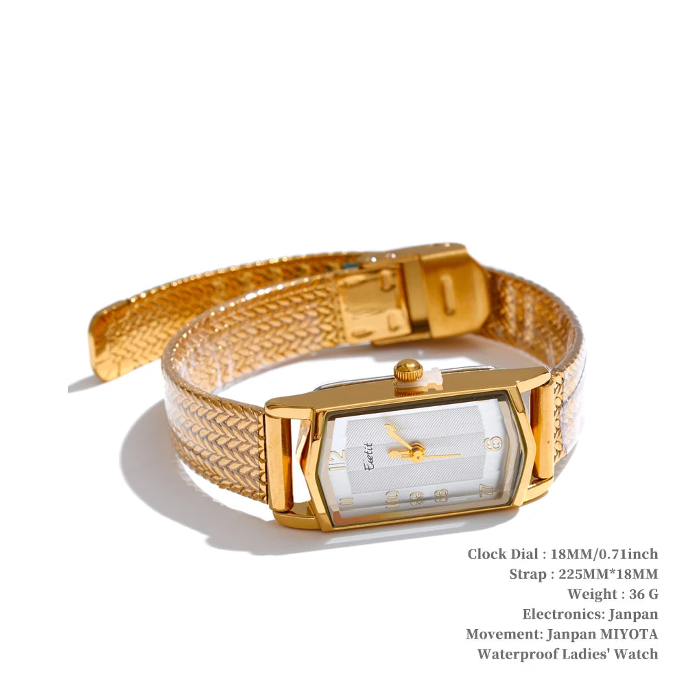Yhpup Fashion Stainless Steel Lades' Watch with Japan Movement Waterproof Polished Shiny 18K Gold PVD Plated Jewelry Accessories