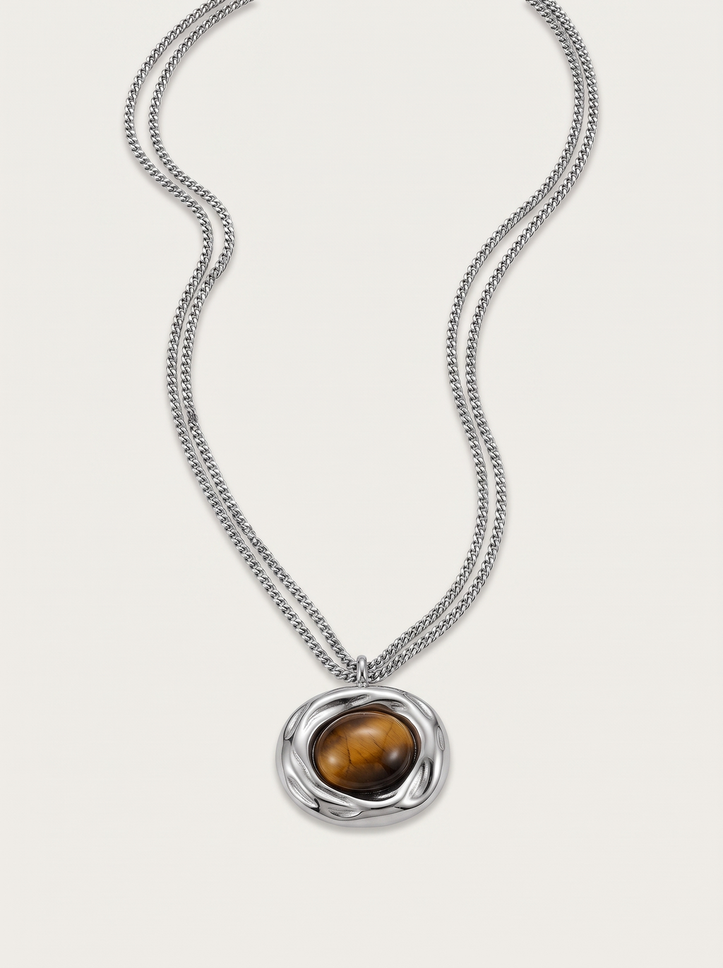 Tiger's Eye Stone Pendant Necklace