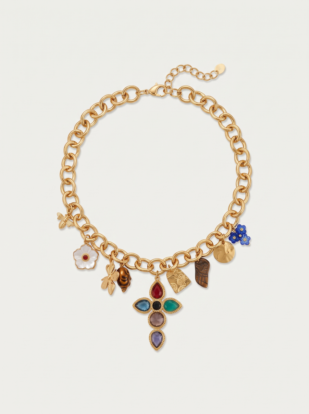 Gemstone Cross Charm Choker
