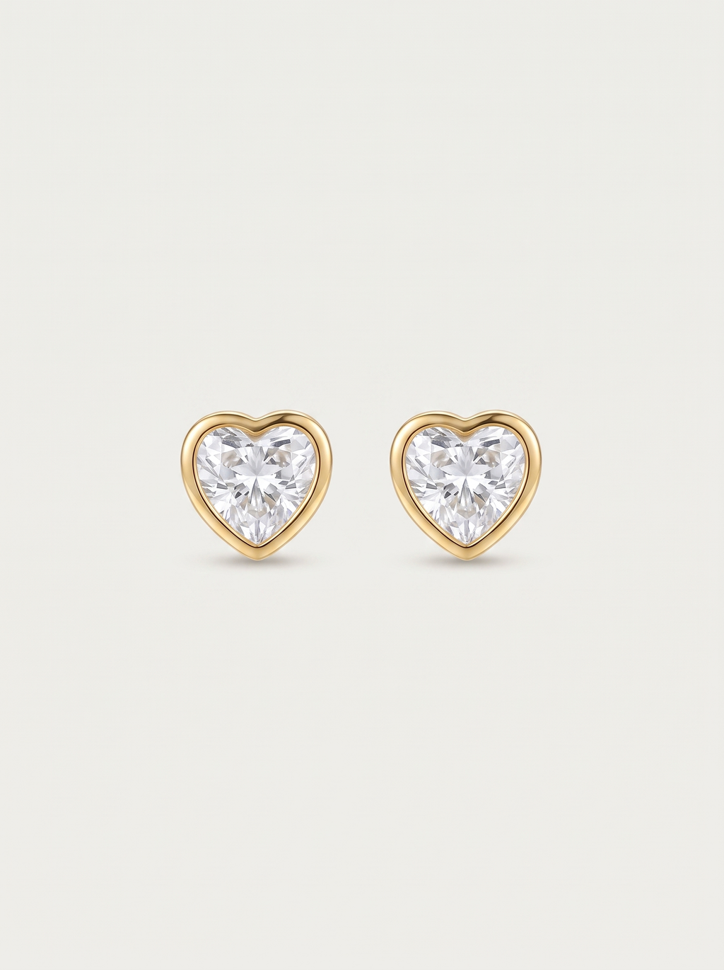 CZ Heart Stud Earrings