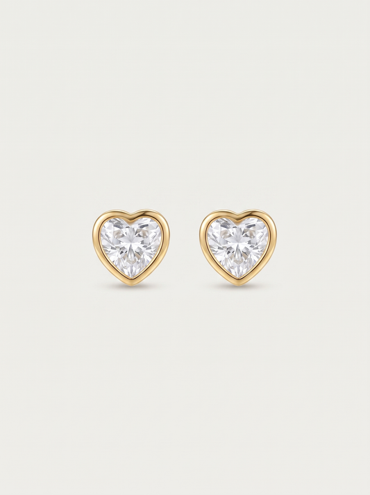 CZ Heart Stud Earrings