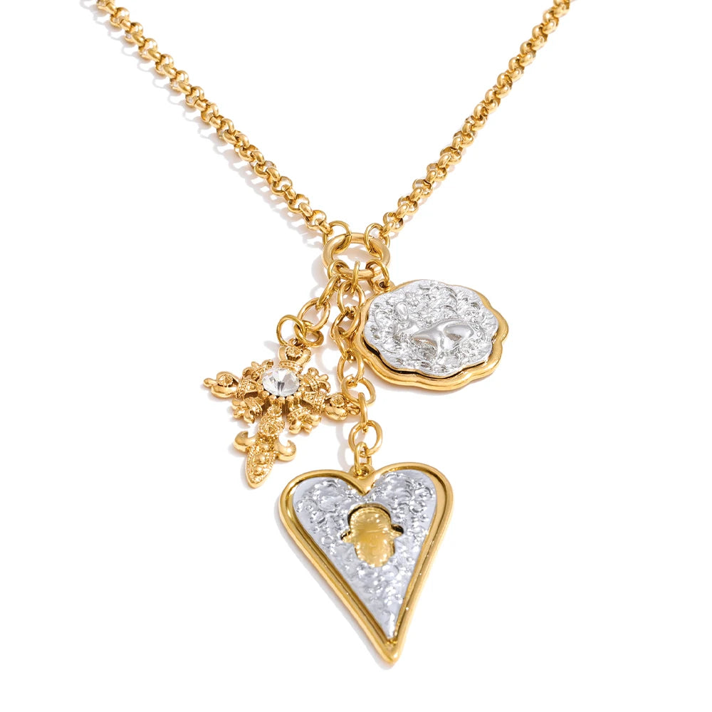 80+5Cm Stainless Steel Cross Heart Pendant Long Necklace 2026 New Arrivals Fashion Attractive Europe Statement Jewelry