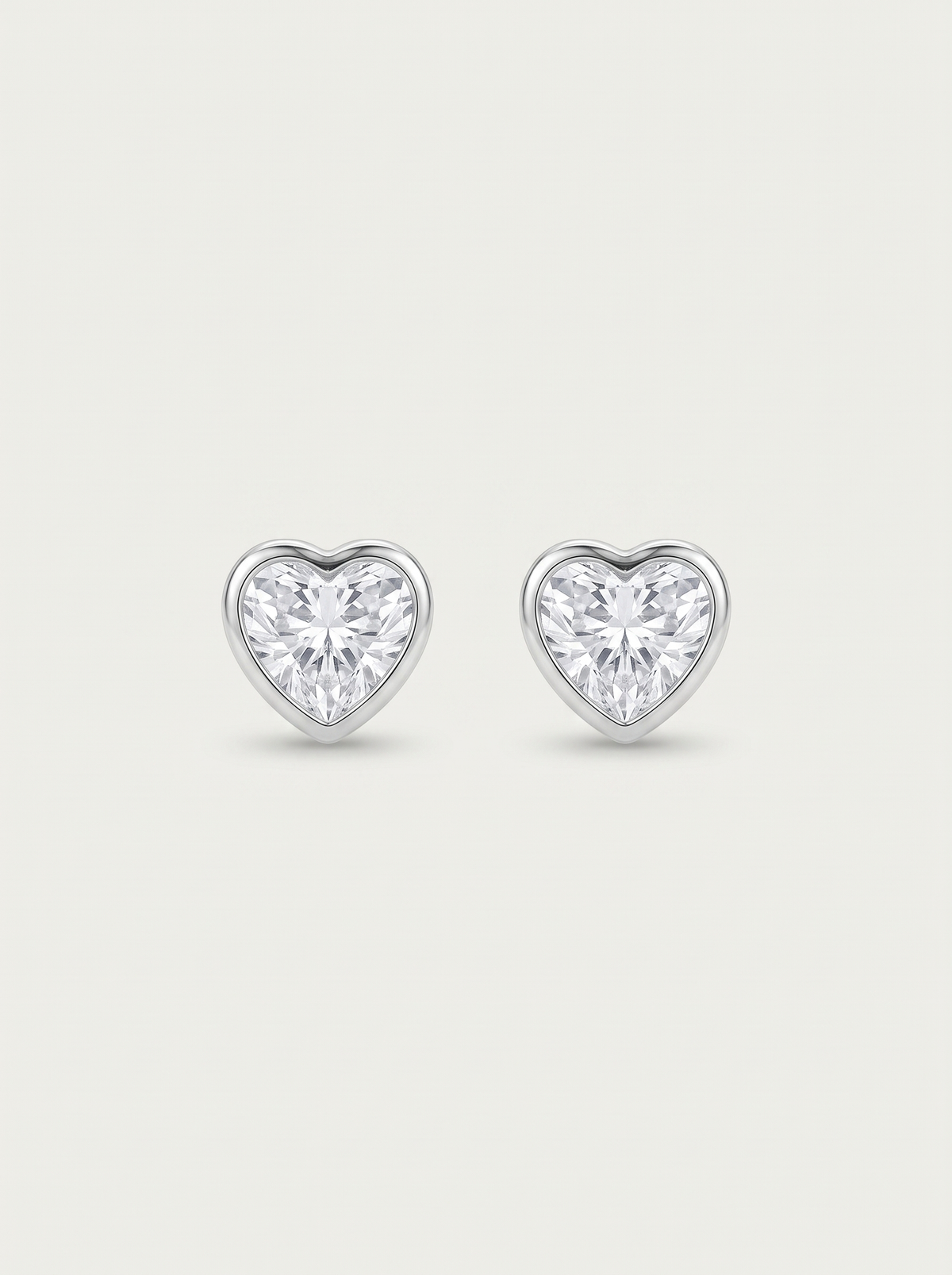 CZ Heart Stud Earrings