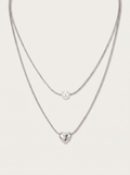 Double-Layer Pearl Heart Necklace
