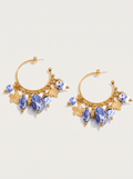 Ceramic Flower Charm Hoop Earrings