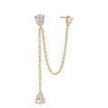 1PC Stainless Steel Cubic Zirconia Chain Drop Earrings High Quality Dainty Fashion Prom Jewelry Waterproofs