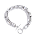 Stainless Steel Chain Bracelet Bangle Tarnish Resistant Metal Texture Toggle-Clasps Individualistic Wrist Jewelry