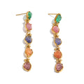 Stainless Steel Multicolor Stone Dangle Earrings 18K Gold Color PVD Plated Long Exquisite Charm Jewelry