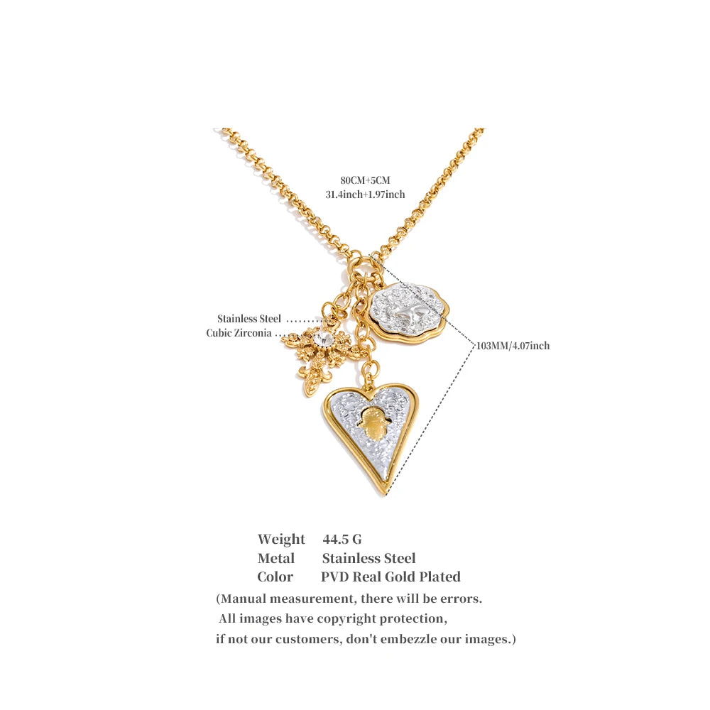80+5Cm Stainless Steel Cross Heart Pendant Long Necklace 2026 New Arrivals Fashion Attractive Europe Statement Jewelry
