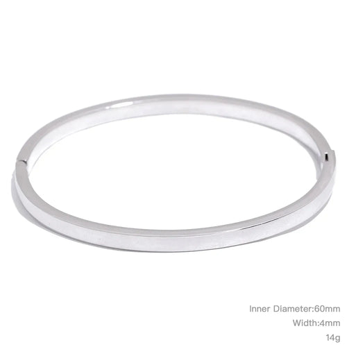60Mm Waterproof 316L Stainless Steel round Smooth Bracelet Bangle Women Minimalist 18K Gold Color Texture Charm Jewelry