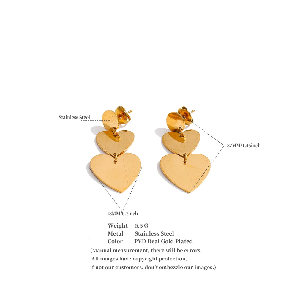 Stainless Steel Metal Heart Love Drop Charm Earrings Prevent Allergy Daily Fashion Prom Jewelry Wholesale