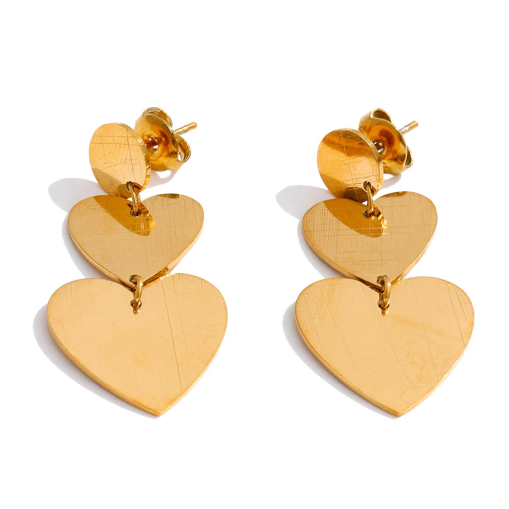 Stainless Steel Metal Heart Love Drop Charm Earrings Prevent Allergy Daily Fashion Prom Jewelry Wholesale