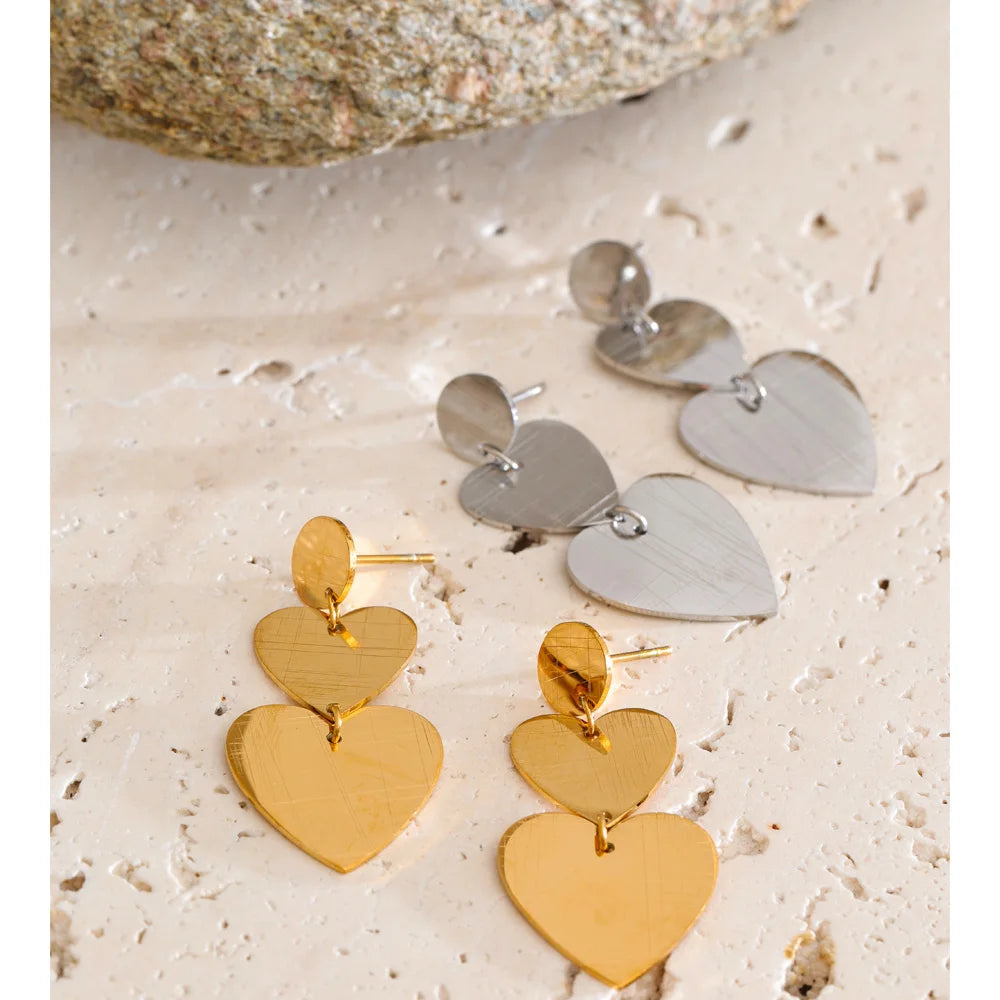 Stainless Steel Metal Heart Love Drop Charm Earrings Prevent Allergy Daily Fashion Prom Jewelry Wholesale