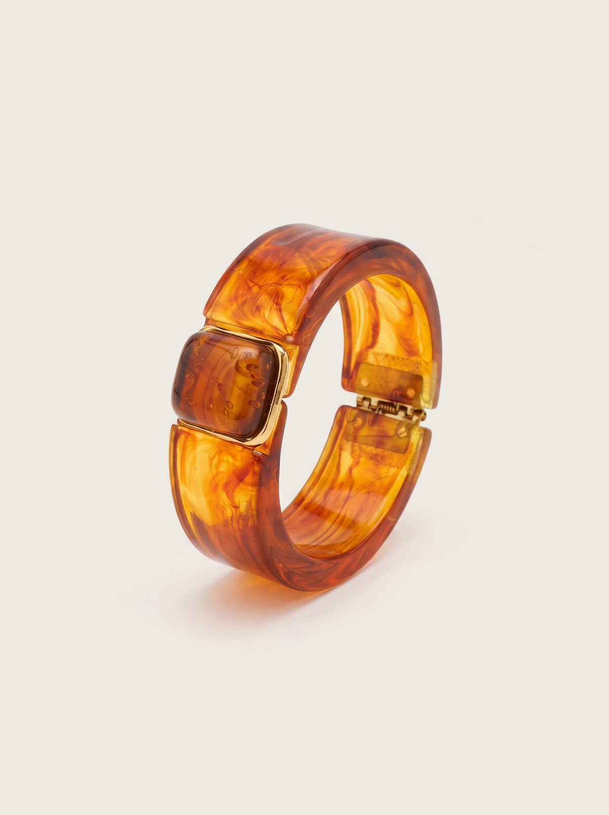 Chunky Marbled Bangle Bracelet - Amber - product