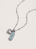 Amazonite Heart Charm Necklace - Silver - product