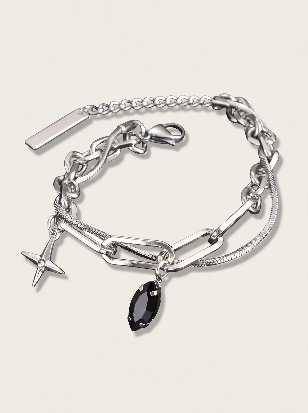 Layered Star & Stone Charm Bracelet
