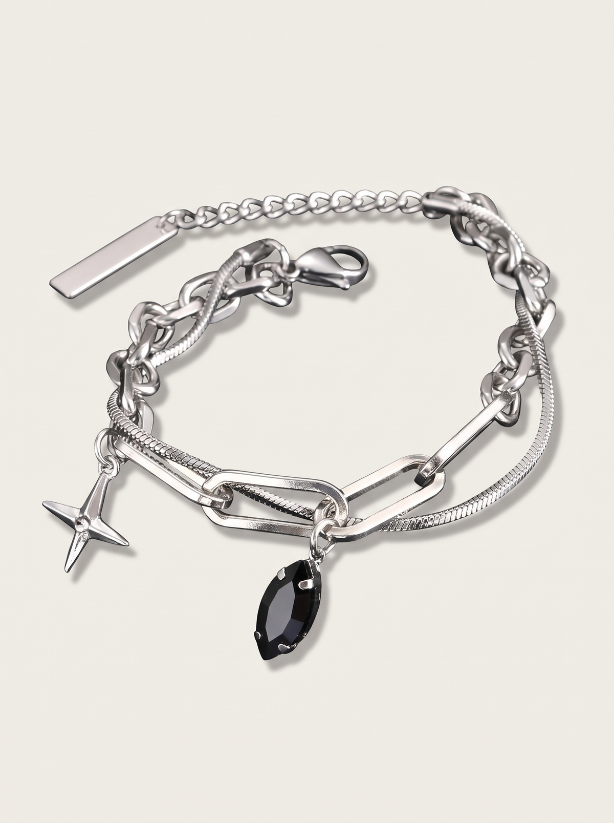 Layered Star & Stone Charm Bracelet