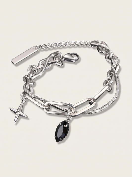 Layered Star & Stone Charm Bracelet
