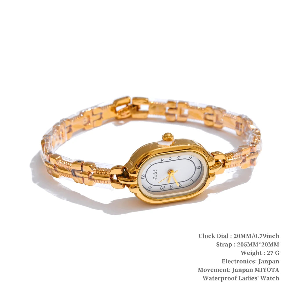 Yhpup Fashion Stainless Steel Lades' Watch with Japan Movement Waterproof Polished Shiny 18K Gold PVD Plated Jewelry Accessories