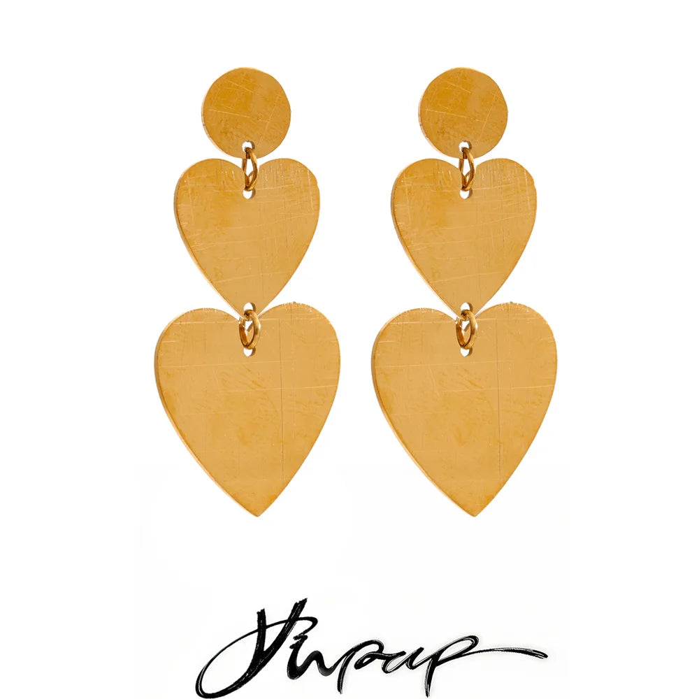 Stainless Steel Metal Heart Love Drop Charm Earrings Prevent Allergy Daily Fashion Prom Jewelry Wholesale