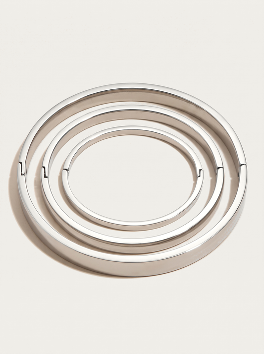 60mm Waterproof Stainless Steel Bangle Bracelet Set (Set of 3)