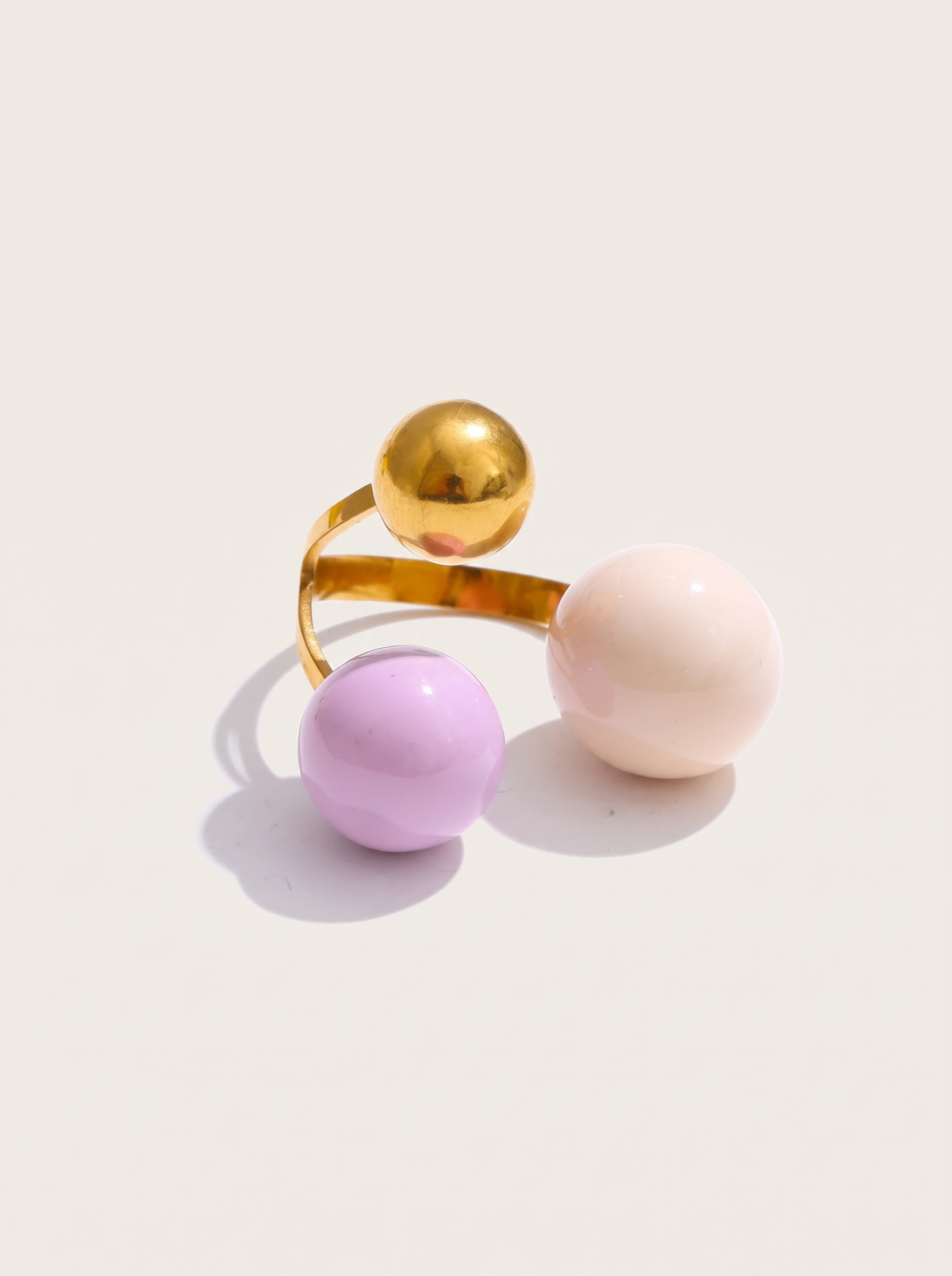 Candy Enamel Ball Ring - Beige - product