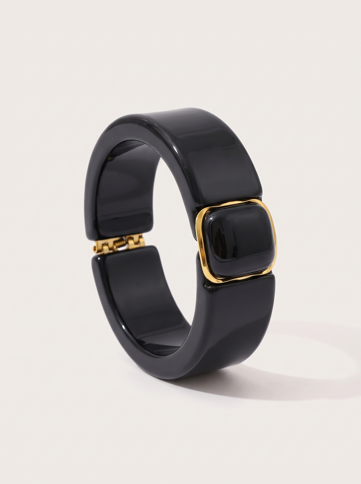 Chunky Marbled Bangle Bracelet - Black - product
