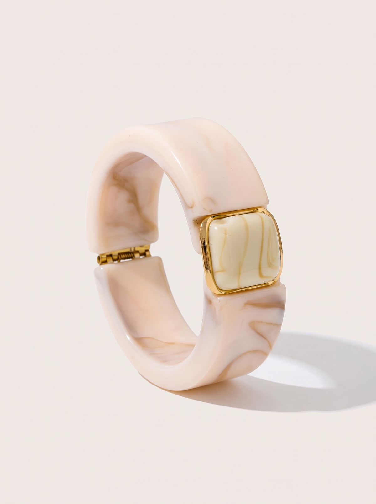 Chunky Marbled Bangle Bracelet - Bone - product