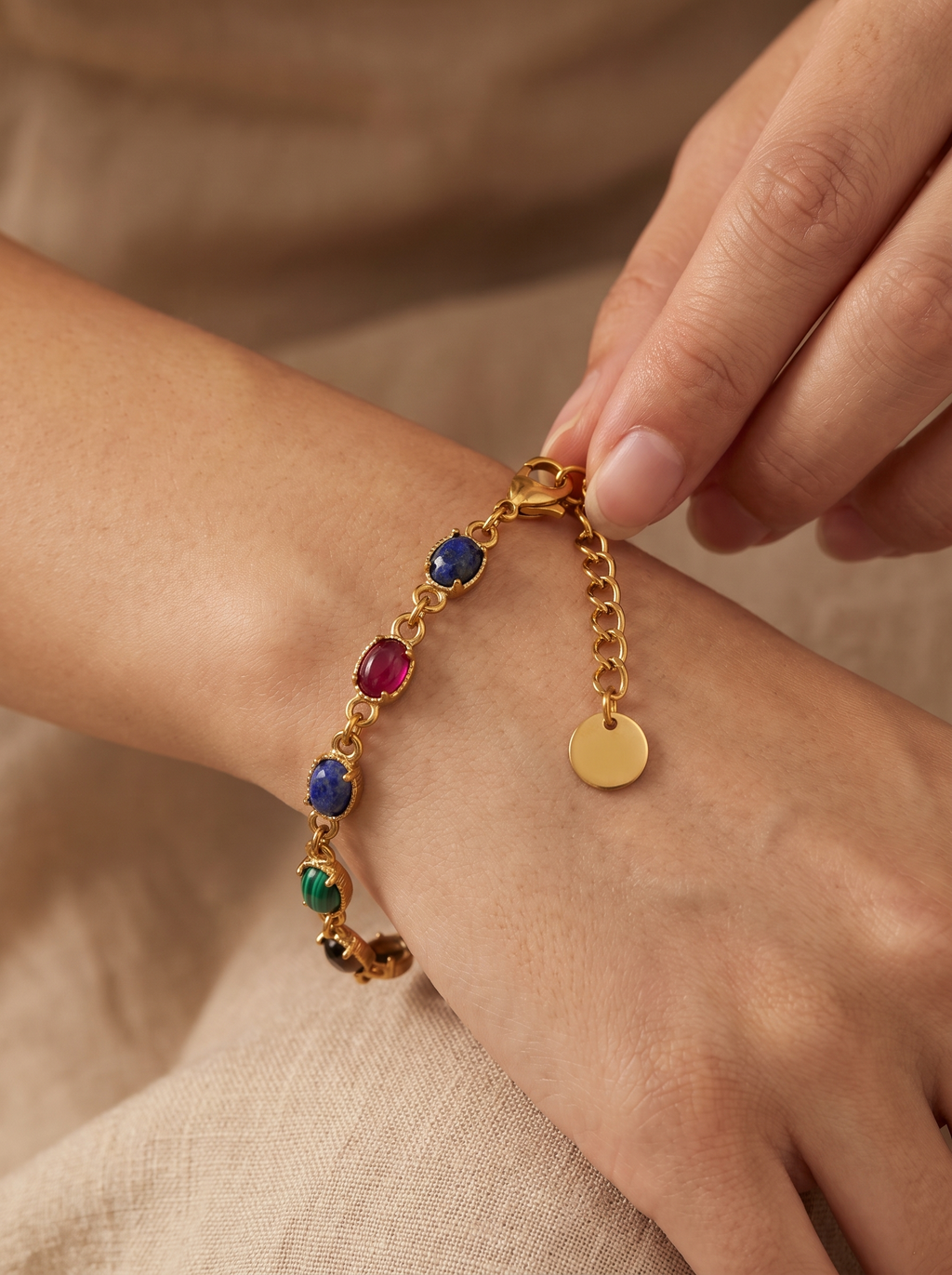Gemstone Chain Bracelet - Gold - lifestyle 2