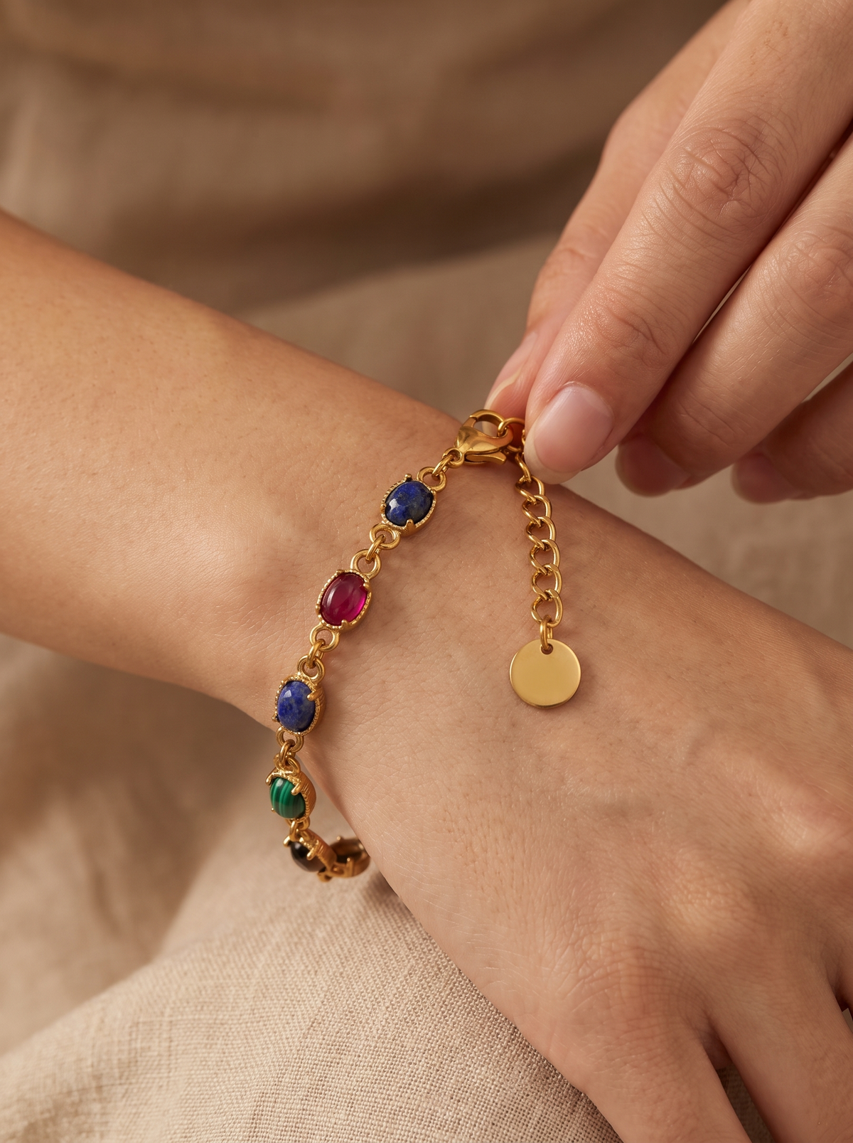Gemstone Chain Bracelet - Gold - lifestyle 2