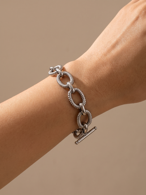 Oval Chain Bracelet - Steel - lifestyle
