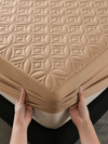 Perlehaus Quilted Waterproof Mattress Protector - Camel Tan - corner construction detail