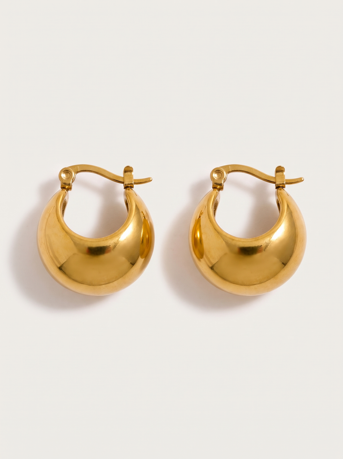 Chunky Dome Hoop Earrings - Gold - product