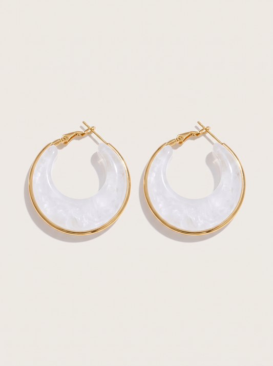 White Green Black Pink Brown Acetate Acrylic Chunky Hoop Earrings