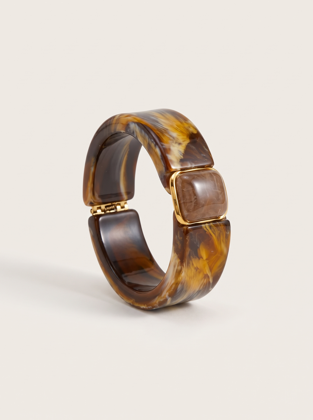 Chunky Marbled Bangle Bracelet - Tortoise - product
