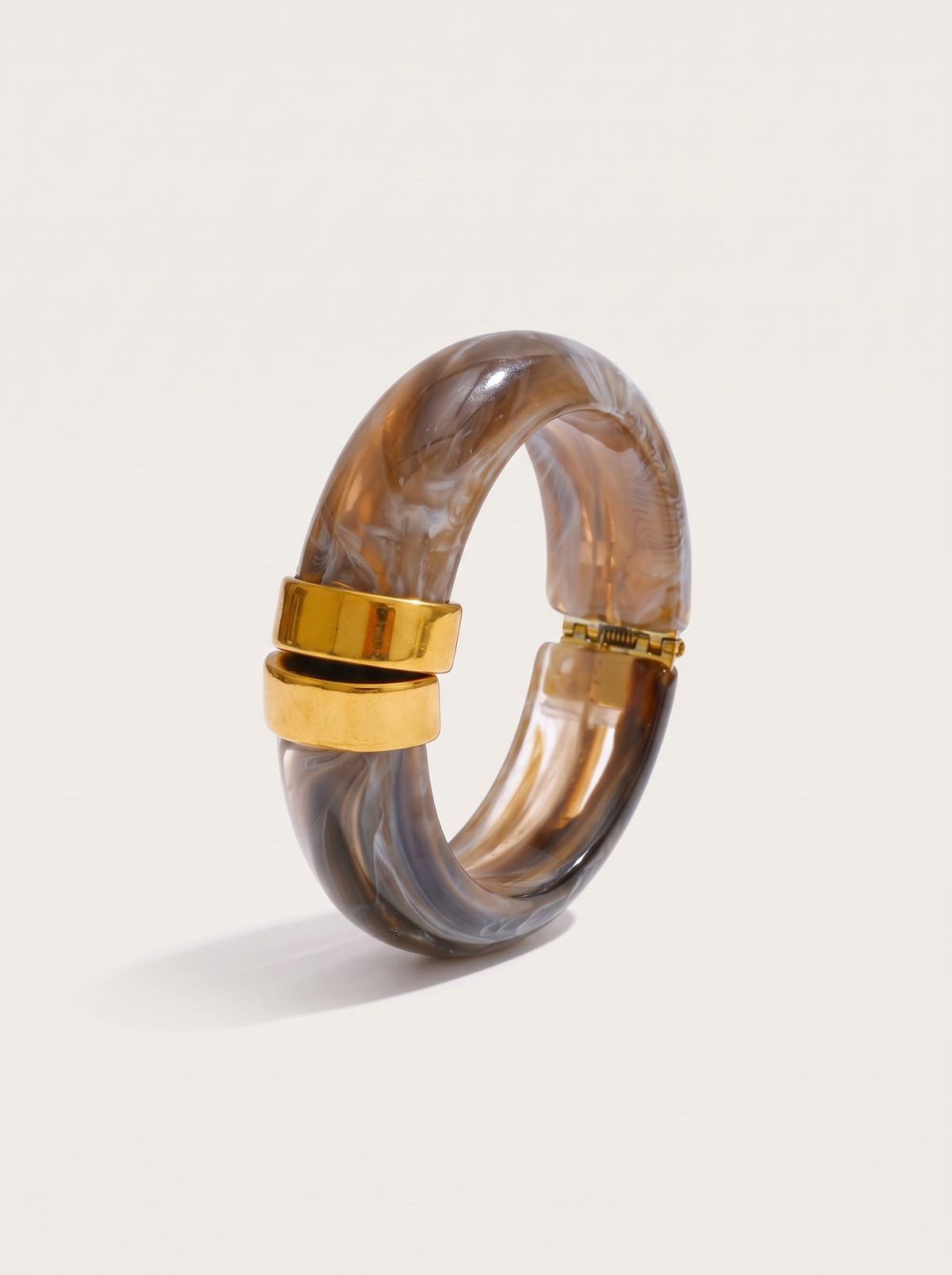Chunky Marbled Bangle Bracelet - Taupe - product