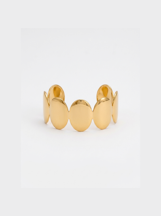 Sculpted Wave Cuff Bracelet, Gold finish, studio product shot