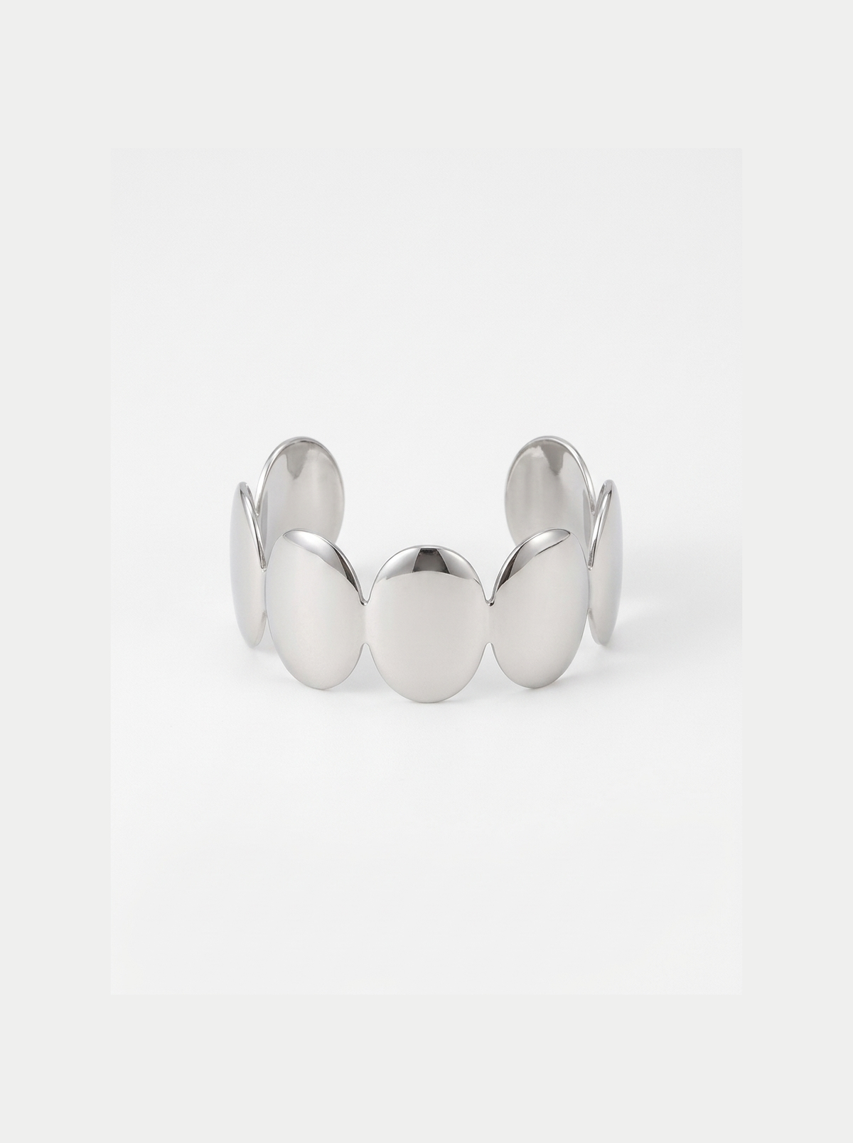 Sculpted Wave Cuff Bracelet, Silver finish, studio product shot