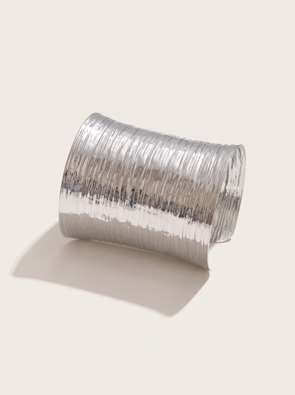 Statement Wide Cuff Bracelet, Silver finish, studio product shot