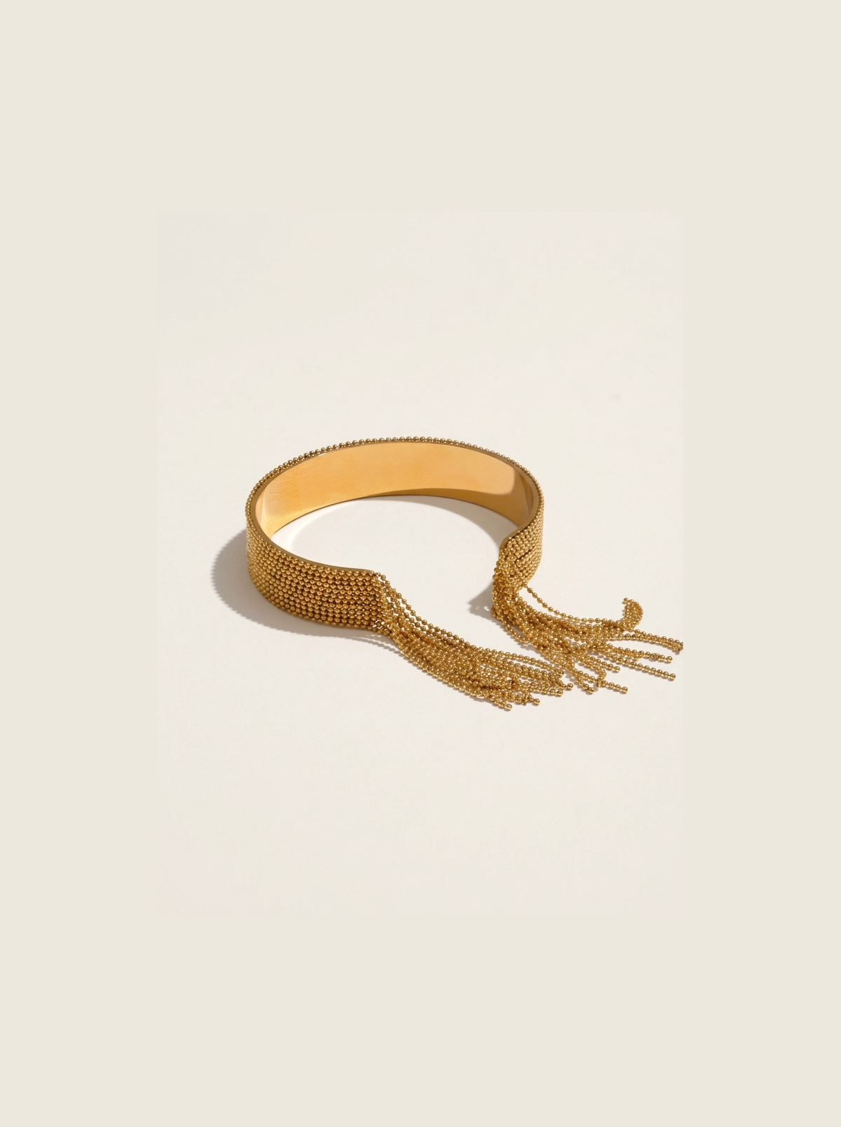 Cascade Fringe Cuff, Gold finish, studio product shot